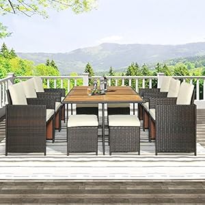 Lzleisurezonepatiodiningtableset11pieceoutdoorfurnituresetswickerrattandiningtableandchairssetpatioconversationsetwithcushionsbrownbeige11piece Urban Country Home Decor Lz leisure zone patio dining table set 11 piece outdoor furniture sets wicker rattan dining table and chairs set patio conversation set with cushions brownbeige 11 piece urban country home decor