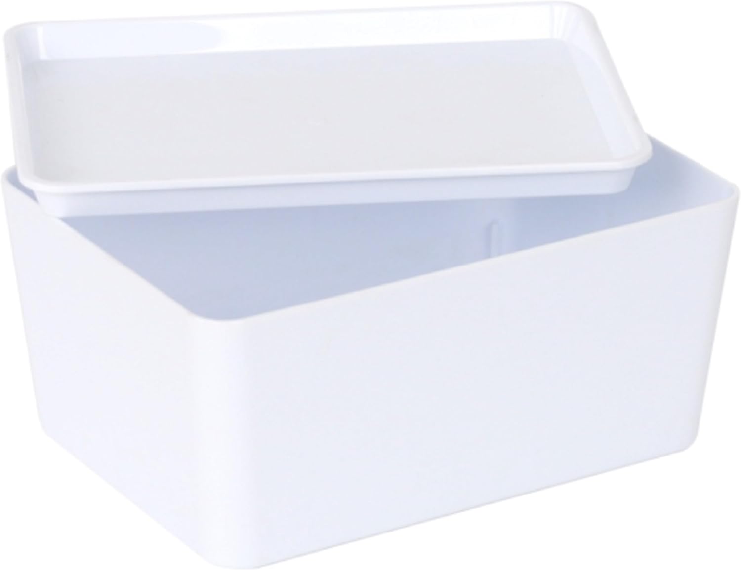 YBM HOME Plastic Storage Bin with Lid White Basket with Handle - 2140