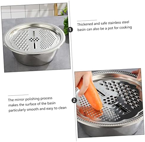 OFFSCHStainless Steel Grater Basin for Kitchen UseMulti-functional Food Washer Slicer Tool