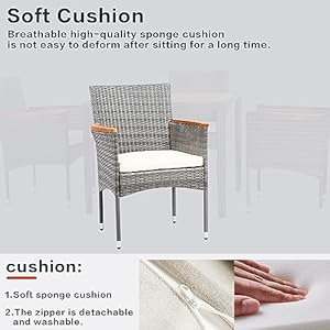 5 Pieces Patio Dining Sets for 4 Outdoor Patio Furniture Sets with Acacia Wood Table Top Outdoor Table and Chairs Wicker Outdoor Furniture Set for Patio Yard Deck GazeboGrey