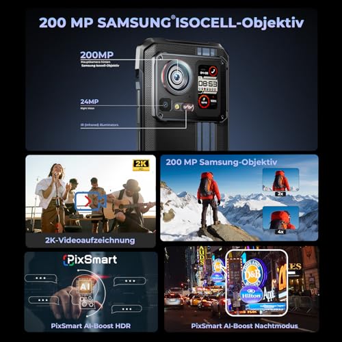 HOTWAV Cyber 15 Outdoor Handy Ohne Vertrag,Outdoor Smartphone Android 13 12GB+256GB+1TB Erweiterbar,6280mAh(33W) Baustellenhandy, 6.6" FHD+ 120Hz, 200MP+24MP Nachtsicht, IP68/IP69K/4G LET/NFC/GPS/OTG – Bild 3