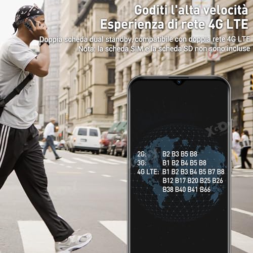 Xgody Smartphone V50, 4 GB RAM 64 GB ROM Handy mit 256 GB erweiterbar, Bildschirm 6,52 Zoll HD+, 13 MP + 5 MP, 4500 mAh, Android 10 Quad Core Dual SIM 4G Bluetooth/Wi-Fi/Face ID/OTG/3 Slots (schwarz) – Bild 7