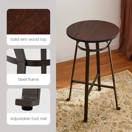Glitzhome-4125-H-Rustic-Steel-Bar-Table-Round-Solid-Elm-Wood-Top-Dining-Room-Pub-Table-Bistro-Table Glitzhome 4125 H Rustic Steel Bar Table Round Solid Elm Wood Top Dining Room Pub Table Bistro Table