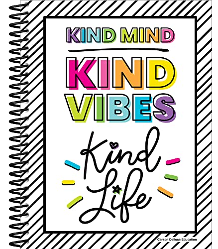 Carson Dellosa Kind Vibes Teacher Planner, 8" x 11" Undated Spiral Planner With Planner Stickers, Daily Planner, Weekly Planner & Monthly Planner, Classroom and Homeschool Organizer, School Supplies