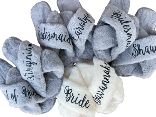 Personalized Fluffy Slippers - Easter Gifts for Women - Bridal Party Gifts - Mothers Day Gift Box Ideas for Mom, Girlfriend - Bridesmaid Slippers Gifts - Wedding Party Presents - Image 4