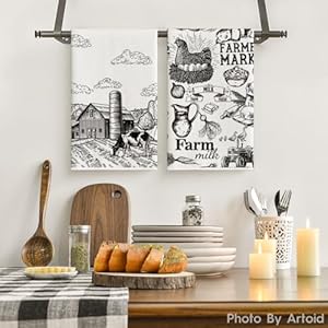   Artoid-Mode-Tractor-Milk-Farm-Kitchen-Towels-Dish-Towels-18x26-Inch-Seasonal-Cow-House-Fall-Decoration-Hand-Towels-Set-of-2