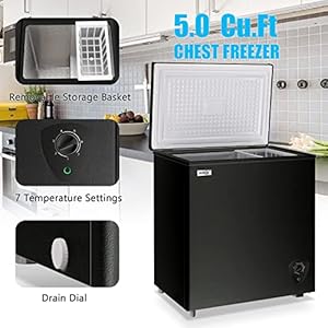   Chest-Freezer-50-CuFt-Small-Deep-Freezer-Black-Top-Door-Mini-Freezer-with-Removable-Basket-Low-Noise-7-Adjustable-Temperature-and-Energy-Saving-Perfect-for-Home-Garage-Basement-Dorm-or-Apartment