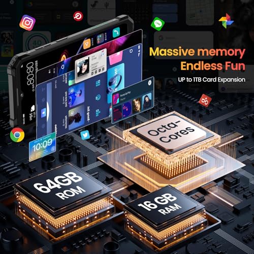OUKITEL WP28E Outdoor Smartphone Android 14-10600mAh Outdoor Handy Ohne Vertrag, 8GB +64GB/1TB, 6,52" Smartphone mit 13MP Kamera, IP68 Wasserdicht, Dual 4G SIM Baustellenhandy/NFC/GPS/OTG/BT5.0-Grün – Bild 5