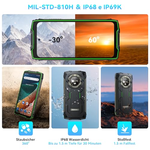 Blackview BV9300 Pro(24GB+256GB) Outdoor Handy 100LM Taschenlampe, 15080mAh 33W, 6.7'' FHD+ 120Hz 1.32'' Zurück Dsiplay Outdoor Smartphone Ohne Vertrag, 64MP+32MP Smart ISO-Kamera,NFC/GPS/IP69K – Bild 7