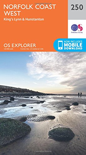 Norfolk Coast West Map | King’s Lynn & Hunstanton | Ordnance Survey | OS Explorer Map 250 | England | Walks | Hiking | Maps | Adventure
