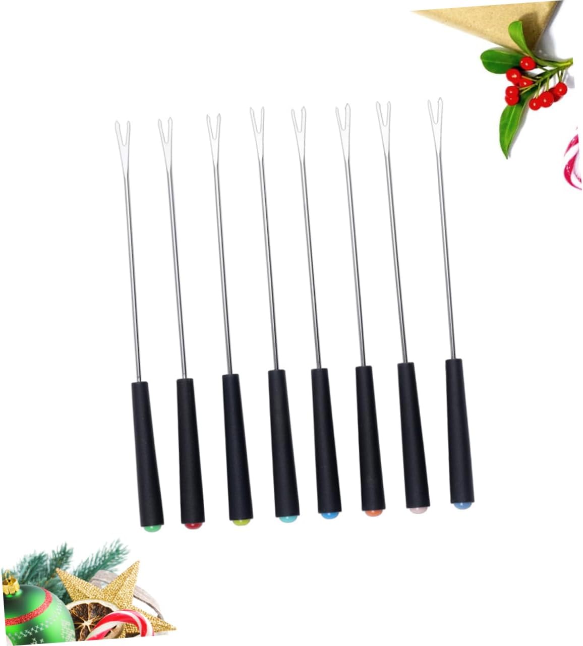 8-Piece Stainless Steel Meat Fondue Forks for BBQ Cheese