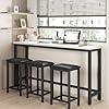 Bar table set with 3 stoolscounter height long bar tablestrong metal frameupholstered stoolseasy assemblymodern stylesuitable for restaurantspubapartment602in  urban country home decor