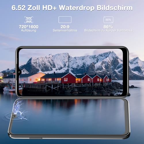 DOOGEE N50 Pro Handy, 20GB+256GB/TF 1TB Smartphone, 6.52" HD+ Android 13 Smartphone ohne vertrag, Octa Core, 50MP+8MP, 4200mAh, Fingerabdruck/Gesichtserkennung,GPS/OTG/4G Dual SIM Simlockfreie Schwarz – Bild 3