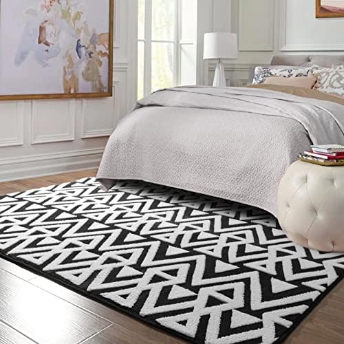 Ompaa Ultra Soft Geometric Rug 4x6 Black