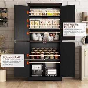   71-Tall-Kitchen-PantryFarmhouse-Storage-Cabinet-with-Adjustable-ShelvesLoad-Bearing-Steel-PipeFarmhouse-Pantry-Cabinet-with-4-Barn-Doorsfor-KitchenDining-RoomLiving-RoomBlack