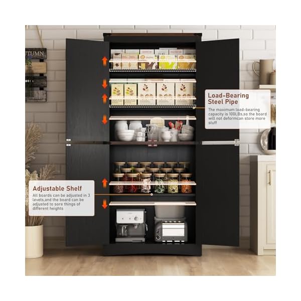   71-Tall-Kitchen-PantryFarmhouse-Storage-Cabinet-with-Adjustable-ShelvesLoad-Bearing-Steel-PipeFarmhouse-Pantry-Cabinet-with-4-Barn-Doorsfor-KitchenDining-RoomLiving-RoomBlack