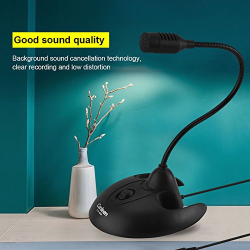 Richer-R Flexibles PC-Tischmikrofon, Flexible Schwanenhals Desktop Microphone 3,5mm Klinke,rutschfest Standfuß PC Kondensator Mikrofon Ständer Mikro für Bürotreffen Online-Chat Karaoke usw.(Black) – Bild 4