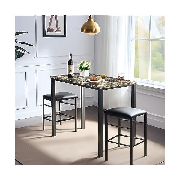   VECELO-3-Piece-Pub-Counter-Height-Breakfast-Table-with-2-Bar-Stools-Dining-Set-for-2-Dark-Brown