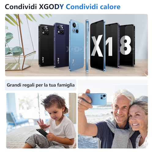 Xgody X18 Smartphone, Display HD 6,26 Zoll, 2 GB RAM + 16 GB ROM/256 GB-TF, 8 MP + 5 MP, Akku 4000 mAh, Android OS, 4G Dual SIM Handy, Face ID/3 Slot/3,5 mm Jack - Schwarz – Bild 7