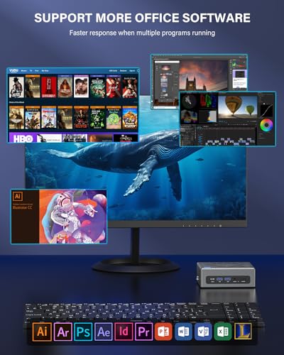 NiPoGi CK10 Mini PC Ιntel Core i5-12450H(8C/12T, bis zu 4,40 GHz), 16 GB DDR4 512 GB M.2 NVMe SSD Mini Desktop Computer, WiFi 6, BT 5.2, 2X HDMI+VGA, 4K UHD Triple Display für Büro/Zuhause/HTPC. – Bild 5