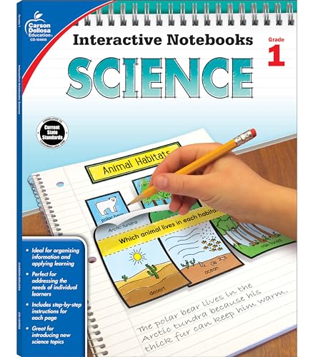 Carson Dellosa 1st Grade Science Workbook, Interactive Notebook for Physical, Space, and Earth Science, Homeschool or Classroom (Interactive Notebooks)