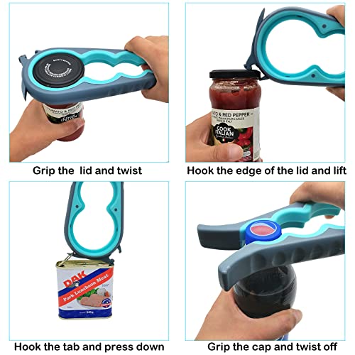 Otstar Jar Opener Bottle Opener and Can Opener for Weak hands, Seniors with Arthritis and Anyone with Low Strength, Mutil Jar Opener Get Lids Off Easily (Blue and Grey) - Image 5