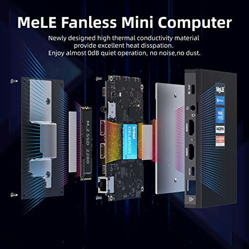MeLE Mini PC, Quieter3C Celeron N5105 16GB 512GB Windows 11 Pro Micro Computer, Lüfterloser Kleiner Desktop mit WiFi 6, BT 5.2, PXE, VESA, Full Function Type C, 4K HDMI für Büro/Studium/Home – Bild 7