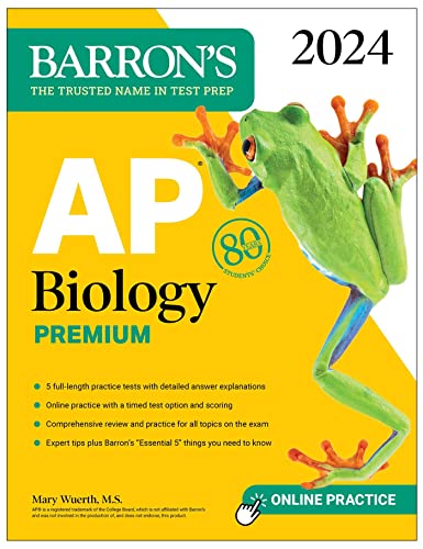 AP Biology Premium, 2024: Comprehensive Review With 5 Practice Tests + an Online Timed Test Option (Barron's AP Prep)