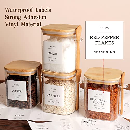 Set-of-4-Square-Glass-Jar-with-Bamboo-Lids-and-Spoons–Airtight-27-oz-Borosilicate-Glass-Food-Storage-Contaienrs-with-132-Kitchen-Pantry-Labels-for-Coffee-Tea-Sugar Set of 4 Square Glass Jar with Bamboo Lids and Spoons–Airtight 27 oz Borosilicate Glass Food Storage Contaienrs with 132 Kitchen Pantry Labels for Coffee Tea Sugar