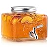 Mosjos glass drink dispenser for fridge stainless steel spigot mason jar dispenser with wide opening easy fill beverage storage for outdoor water iced tea juice sangria detergent 1 gallon  urban country home decor