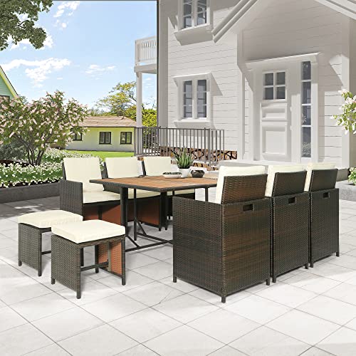Lzleisurezonepatiodiningtableset11pieceoutdoorfurnituresetswickerrattandiningtableandchairssetpatioconversationsetwithcushionsbrownbeige11piece Urban Country Home Decor Lz leisure zone patio dining table set 11 piece outdoor furniture sets wicker rattan dining table and chairs set patio conversation set with cushions brownbeige 11 piece urban country home decor