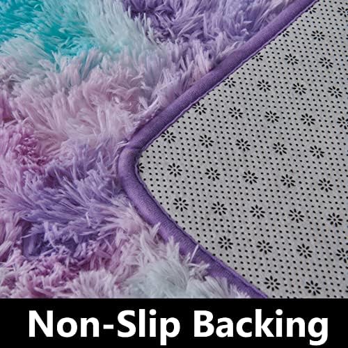 TABAYON Shag Area Rug 4x6 Light Purple Non-Skid Plush