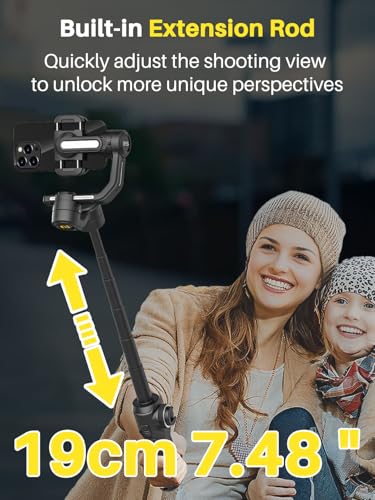 Professioneller Gimbal-Stabilisator für Smartphones, integrierte 18-cm-Verlängerung und leistungsstarkes Fülllicht, Gesichts Objektverfolgungsstabilisator, 3-Achsen-Gimbal für iPhone, AOCHUAN Smart S2 – Bild 4