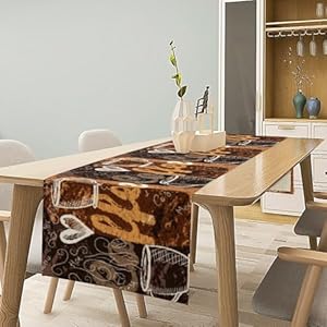 Coffee Theme Table RunnerCoffee Theme Latte Tea Cup Country Rustic Farmhouse Kitchen Dining Table Decoration for Home Party Decor 13 x36