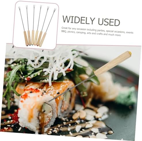 2pcs Oak Handle Fondue Fork Set for Cheese and Fruit