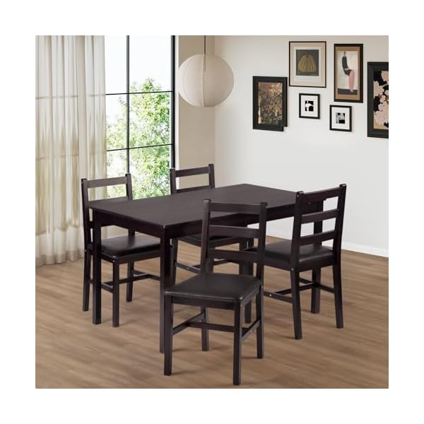   FDW-Kitchen-Table-and-Chairs-for-4-Dining-Room-Table-SetWood-Elegant-Kitchen-Sets-for-Small-SpaceDark-Brown