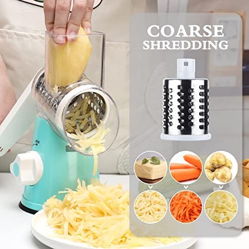 Rotary Cheese Grater with 3 Blades for Creative Slicing Grating