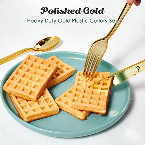 Elegant Gold Plastic Silverware Set for Parties