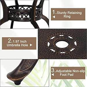   PHI-VILLA-5-Piece-Patio-Dining-Set-for-Outdoor-Cast-Aluminum-Round-Patio-Table-and-Chairs-Set-with-Cast-Aluminum-Furniture-Patio-Chairs-39-Round-Dining-Table-for-Yard-Golden-Bronze
