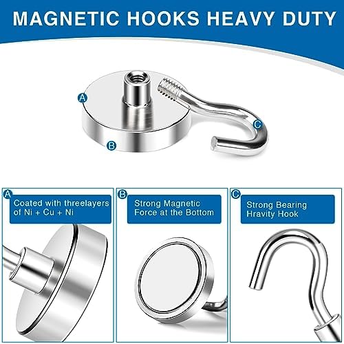 LOVIMAG Heavy Duty Magnetic Hooks 12 Pcs for Cruise and Home Use