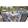 Purple leaf 9 pieces outdoor patio dining set with 8 folding portable chairs and 1 rectangle aluminum table foldable adjustable high back reclining chairs with soft cotton padded seat grey  urban country home decor