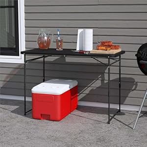   COSCO-4-ft-Fold-in-Half-Adjustable-Height-IndoorOutdoor-Utility-Table-Black