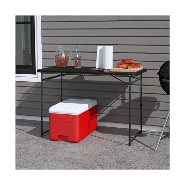   COSCO-4-ft-Fold-in-Half-Adjustable-Height-IndoorOutdoor-Utility-Table-Black