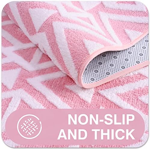 Ompaa Ultra Soft Shaggy Rug 5x8 Feet Pink Geometric Textured Carpet