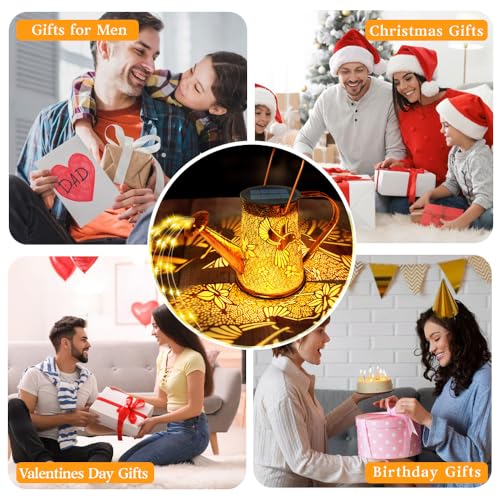 Solar Watering Can Lights, Hummingbird Gifts for Christmas Women Mom Grandma Birthday, Waterproof Outdoor Garden Decor Large Hanging Solar Lanterns Garden Lights for Patio Porch Yard Flowerbed Pathway - Image 7