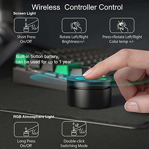 Vanyuei Computer-Lampe für gebogenen/flachen Monitor, mit RGB-Hintergrundbeleuchtung, kabellose Fernbedienung, Touch-Steuerung, keine Bildschirmblendung, gebogenes Bildschirm-Licht für Gaming – Bild 3