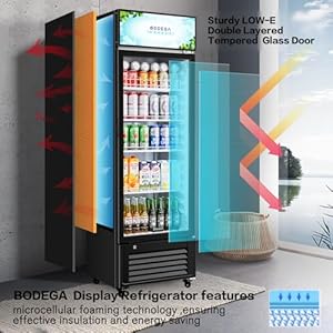 Bodegacooler glass door commercial refrigerators 113 cu ft commercial beverage cooler glass door display refrigerators for sale bar cooler drink upright commercial fridge with soft led light  urban country home decor