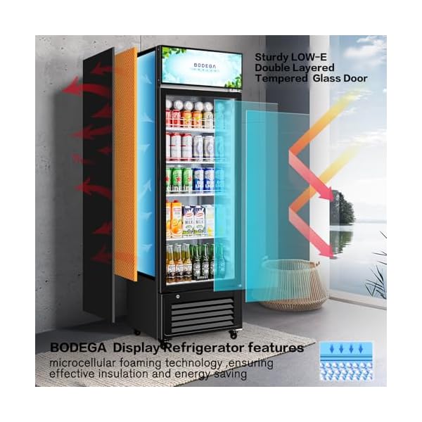 Bodegacooler glass door commercial refrigerators 113 cu ft commercial beverage cooler glass door display refrigerators for sale bar cooler drink upright commercial fridge with soft led light  urban country home decor