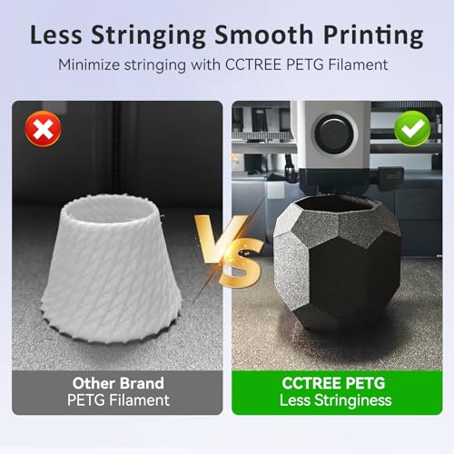 CCTREE PETG 3D Drucker Filament 1,75 mm, Ausgezeichnete Zähigkeit, Maßgenauigkeit +/- 0.03mm, 1kg Spule (2.2lbs), für most FDM 3D Drucker, Galaxy Schwarz – Bild 6