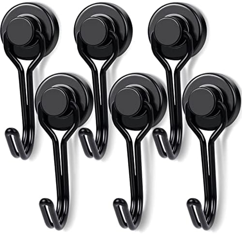 E BAVITE Black Swivel Swing Magnetic Hooks Pack of 6